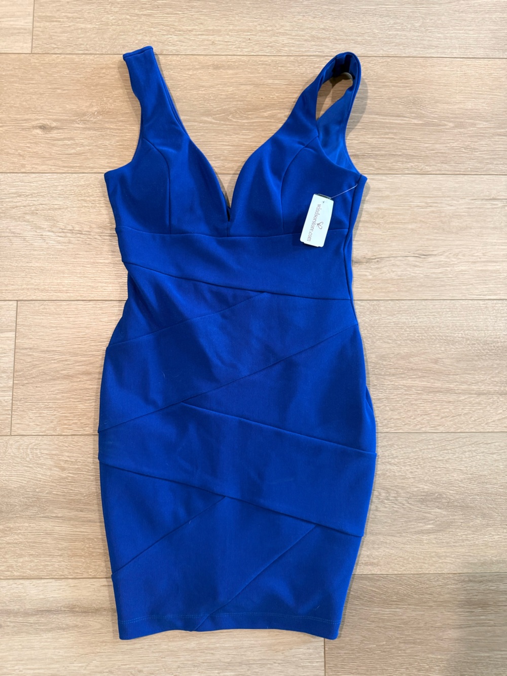 Windsor Royal Blue Fitted V-Neck Bandage Dress